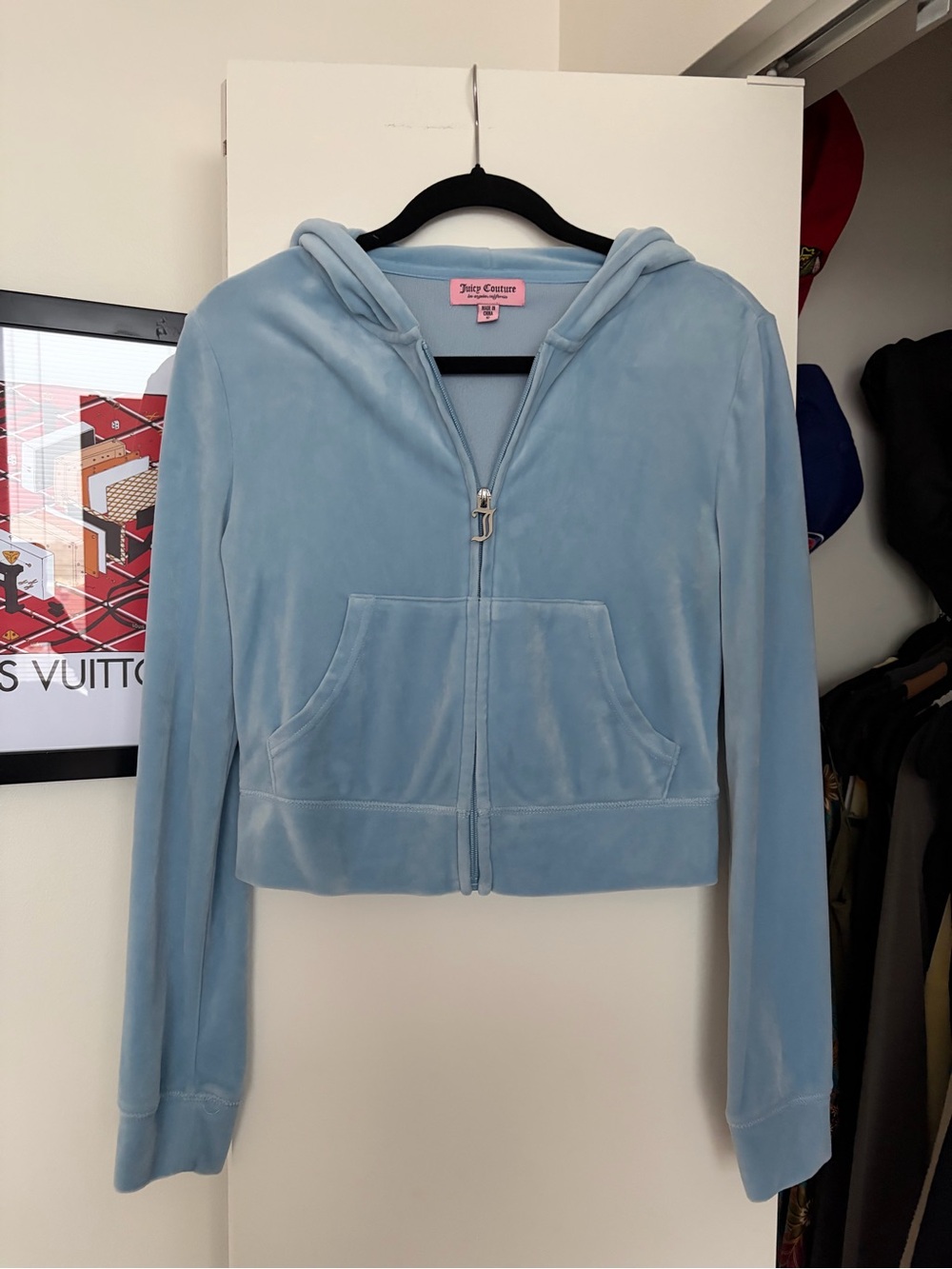 Juicy Couture Powder Blue Velour Zip Hoodie Jacket